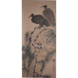 【雙鷹圖】名畫家-潘天壽（西元1898-1971）他精于寫...